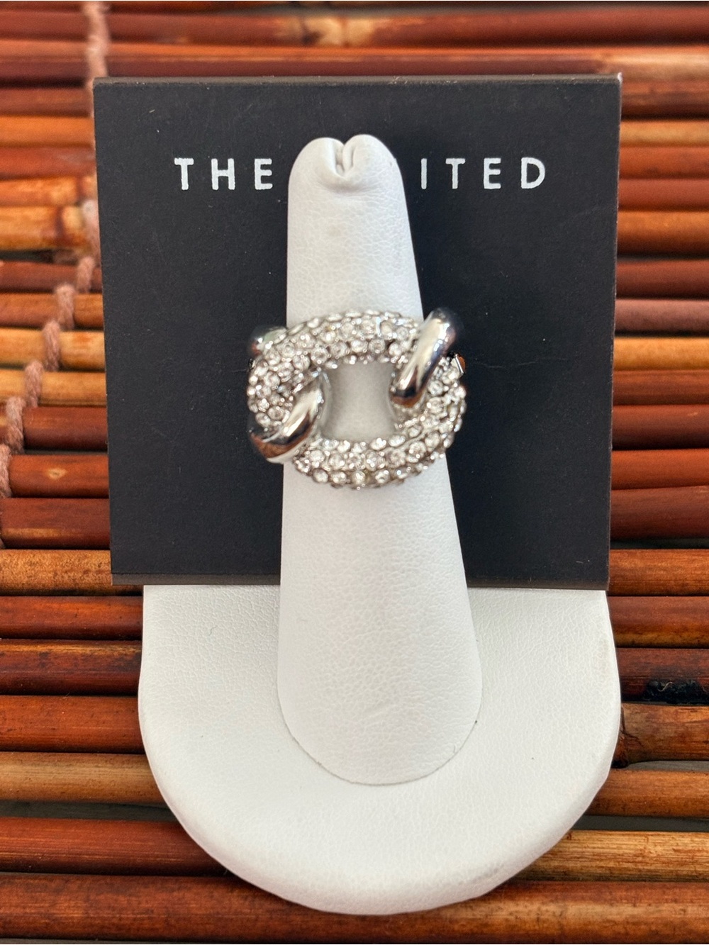 The Limited Silver Pave Crystal Link Statement Ring Size 7.75 NWT